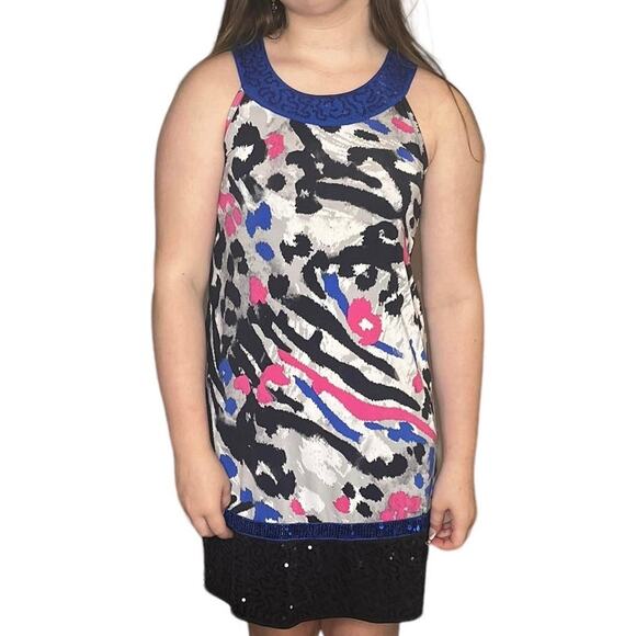 Justice Sequin Multi Color Mini DRESS Juniors Size 14 Sleeveless Leopard Print - Picture 8 of 10